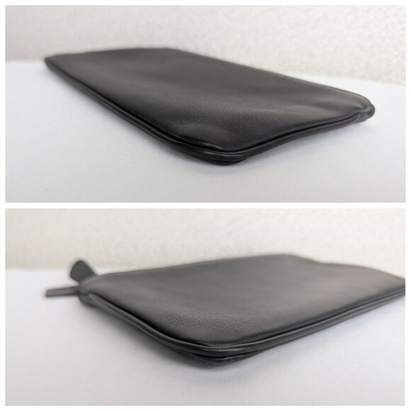 Vintage Coach Leather Small Flat Cosmetic Case Bag Clutch 6990 Black Silver USA - Picture 7 of 12